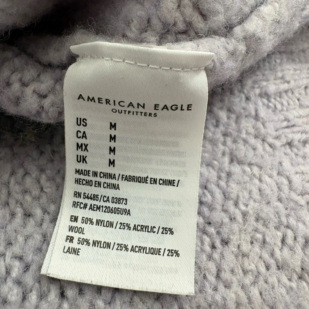 American Eagle Lavender Hooded Knit Sweater Medium